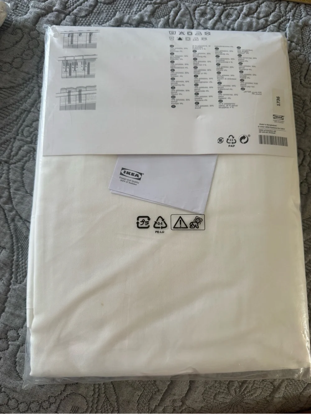 New IKEA Vivan White Pack of 2 Panels Curtains Semi-Sheer 1 Pair